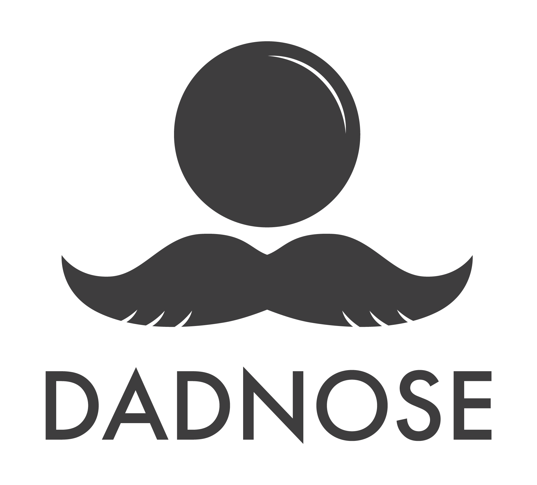 dadnose logo, a round clown nose over a mustache
